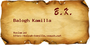Balogh Kamilla névjegykártya